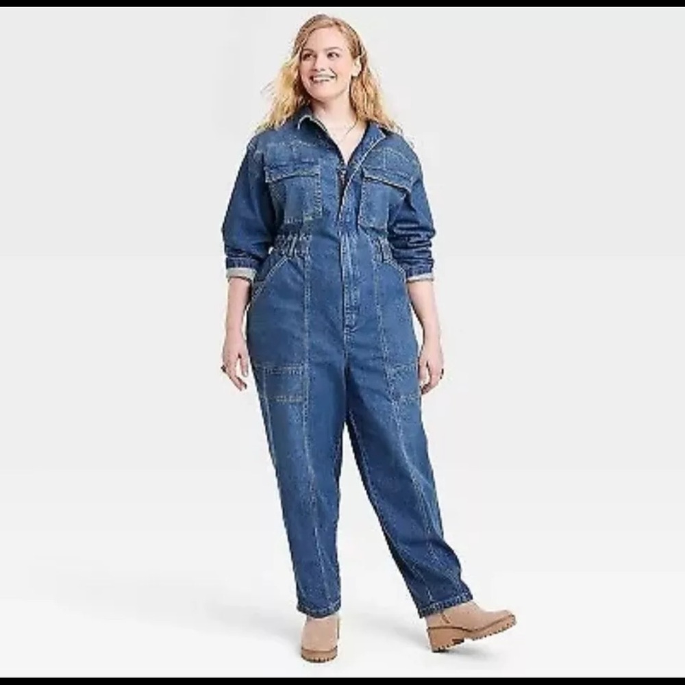 Women's Long Sleeve Denim Jumpsuit - Universal Thread Indigo 17